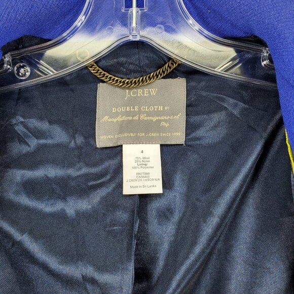 J.Crew Double Cloth Coat Size 4 Italian Fabric Preppy Funnel Lady Belted Blue - Picture 4 of 9
